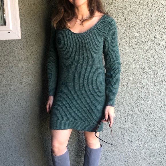 ABERCROMBIE V Neck Green Sweater Dress - Picture 3 of 13